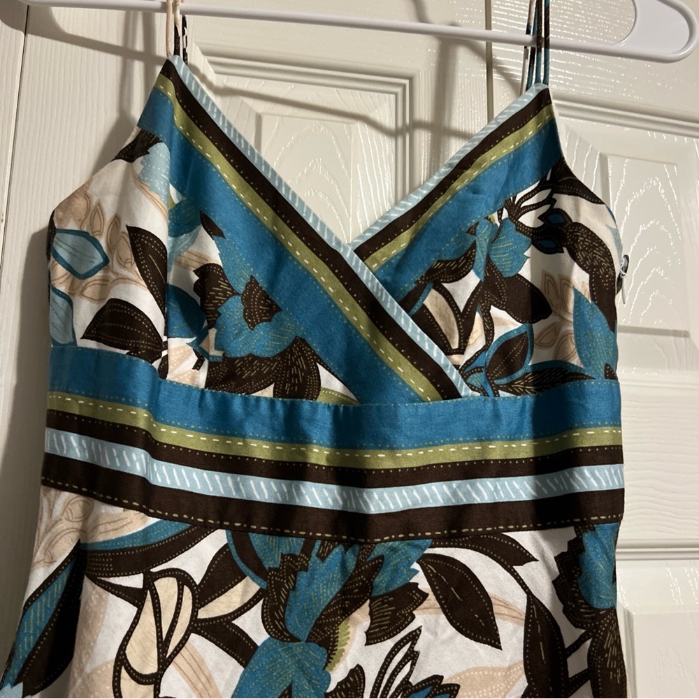 Ann Taylor Blue and Brown Floral Midi Dress